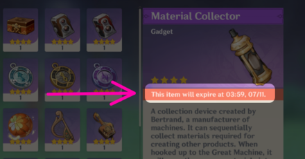 Genshin - Material Collector Expiration