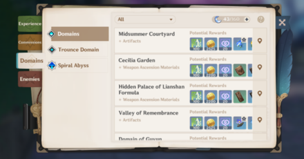 Genshin - Adventurer Handbook - Domains