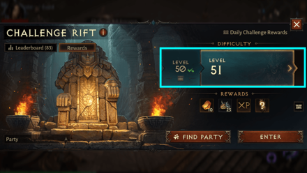 Challenge Rift - Select the Difficulty