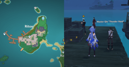 Genshin - Kazuha Story Quest - Upon the Plain, a Purple Shadow - Go to the docks in Ritou and ask Chao