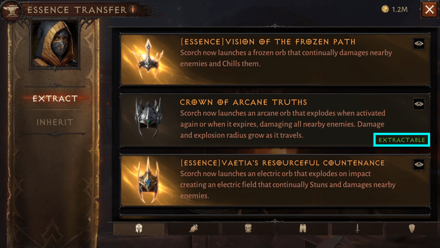 Essence Transfer - Select an Item for Extraction