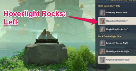 Selecting Hoverlight Rocks Left on the Bonsai