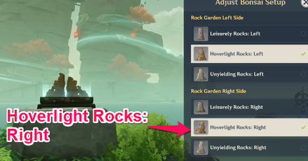 Genshin - Selecting Hoverlight Rocks Right on the Bonsai