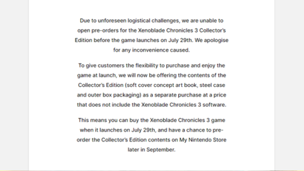 Xenoblade Chronicles 3 - Pre-order Delay