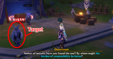 Genshin - Night Raven Puzzle 11 Solution - Choose the Idle Guard raven standing by the corner alone