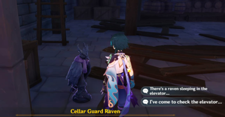 Genshin - Night Ravens in the Cellar - Talk to the guard