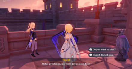 Genshin - Fischl on a balcony at the castle