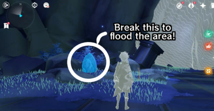 Genshin - Breaking the rock to Flood the Area