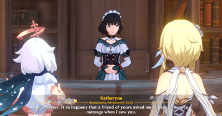 Genshin - The Golden Apple Vacation Returns - Talk to Katheryne in Mondstadt