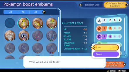 Pokemon UNITE - Boost Emblems - Select an Emblem