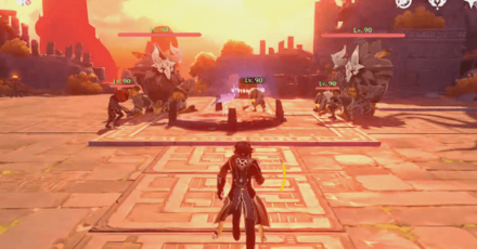 Genshin - Xinyan Domain Conch - Final Area with a purple crane