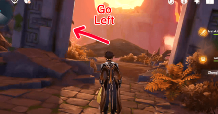 Genshin - Xinyan Domain Conch - Go Left and Hit Drum to get Floating Platform Bridge