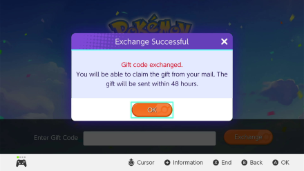 Pokemon UNITE - Gift Exchange Redeemed