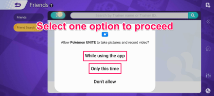 Pokemon UNITE - How to Add Friends Using QR - Allow Access to Camera