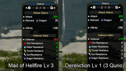 MH Rise Sunbreak - Mail of Hellfire Dereliction Raw Comparison