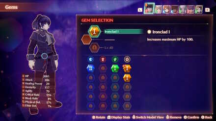 A maximum of 3 Gems can be equipped