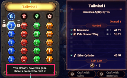 You can only have one of each type and level of gem