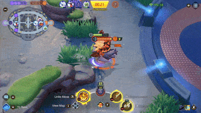 Pokemon UNITE -  Buzzwole Using Lunge on Garchomp