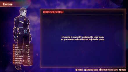 XC3 - selecting Heroes disabled