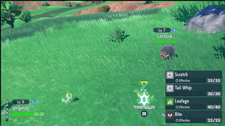 Pokemon Scarlet and Violet SV - Sprigatito with Moves VS Wild Lechonk