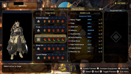 MH Rise Sunbreak - Gold Rathian Armor Skills