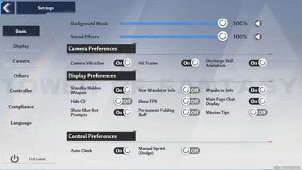 Tower of Fantasy - Basic Settings