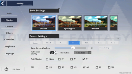Tower of Fantasy - Display Settings