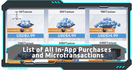 Tower of Fantasy - List of All In-App Purchases and Microtransactions