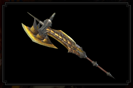 MH Rise Sunbreak - Golden Crescent Switch Axe Layered Weapon Image