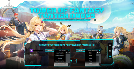 Twitch Drops - Input Your Region and Server