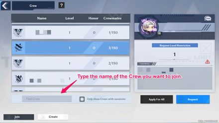 Tower of Fantasy - Type the Name of the Crew