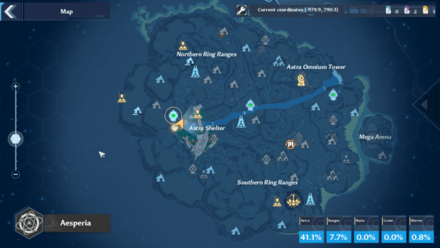 Tower of Fantasy - Astra Shelter Map Location