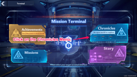 Tower of Fantasy - Click on the Chronicles Menu