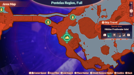 Xenoblade Chronicles 3 - Hidden Freshwater Inlet Map View