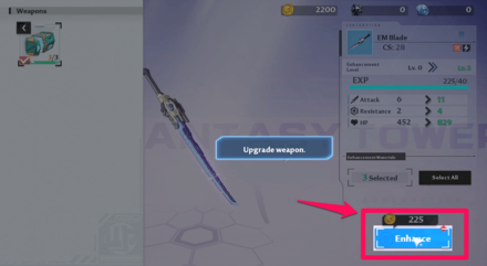 Select Enhance or Augment Weapon