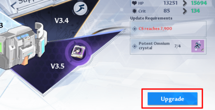 Tower of Fantasy - Press Upgrade Button