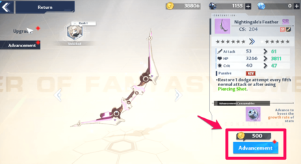 Confirm Weapon Advancement