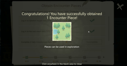 Genshin - A Journey Through Pages - Unlock Encounter Pieces with Activity Points