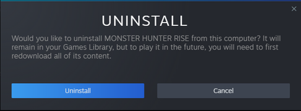 MH Rise Sunbreak - Monster Hunter Rise Confirm Uninstall