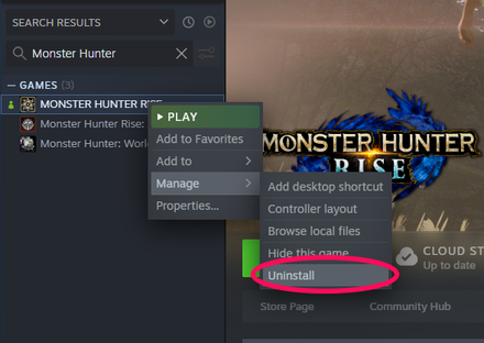 MH Rise Sunbreak - Monster Hunter Rise Uninstall Game
