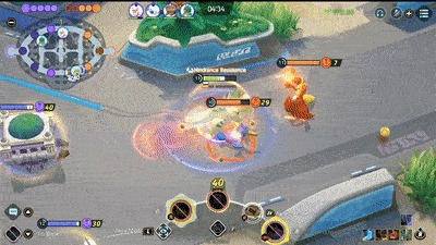 Pokemon UNITE - Tyranitar Hitting Cramorant and Delphox with Ancient Power