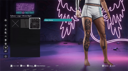Saints Row - Tattoos Customization Tab