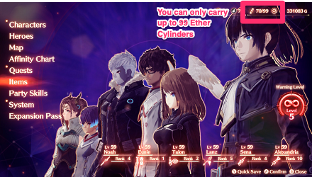 You can only carry a total of 99 Ether Crystals