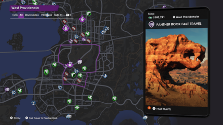 Saints Row Panther Rock Fast Travel Point Map