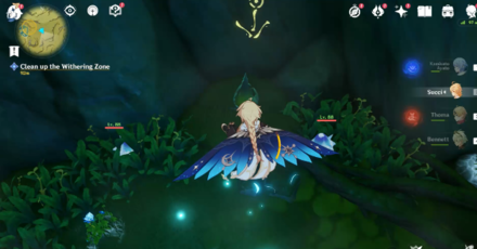 Genshin - Defeat Fungi enemies beside the Dendrograna