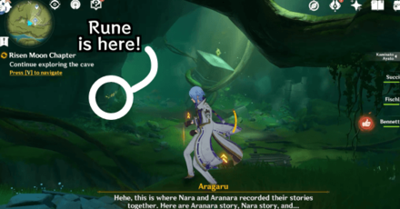 Genshin - Explore the cave and look for the runes