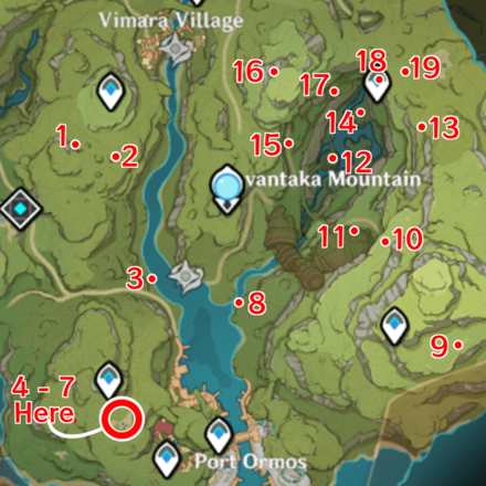Genshin - Lost Energy Block Locations Map 1 to 19