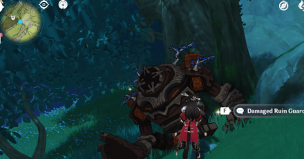 Genshin - Lost Energy Block 10 by a Damaged Ruin Guard and a resting Ruin Drake