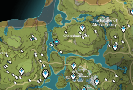 Genshin - Sumeru Rose Locations