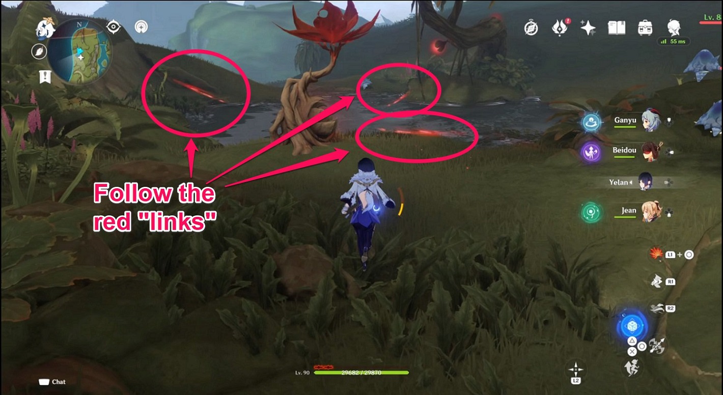 Genshin - Locate the Branches using the links